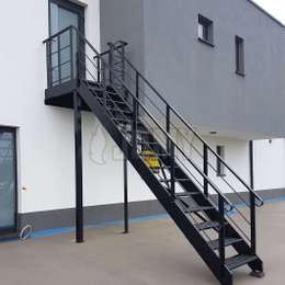 1 storey home straight staircase and landing painted in black.