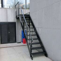 Black metal stair and platform.