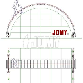 CAD drawing of mobile curved stairs - Building Maintenance Unit