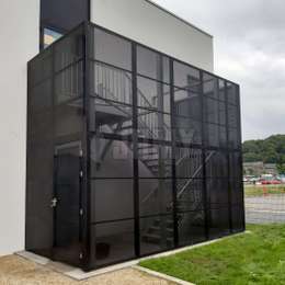 Caged staircase used for the emergency evacuation of an office building.