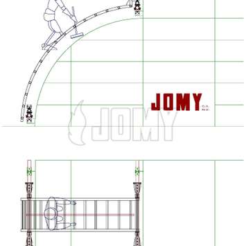 Dibujo CAD de escaleras curvas móviles - Unidad de mantenimiento de edificios