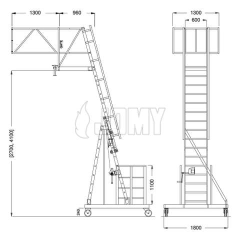 Dimensiones estándar de la escalera cisterna JOMY.