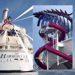 Escalera retráctil instalada para trabajos de mantenimiento en el crucero Harmony of the Seas.
