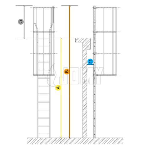 ¿Cómo especificar las medidas de su escalera con jaula de seguridad?
