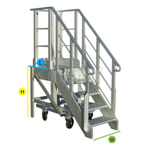 Escaliers et plateforme de travail industrielle - dimensions.