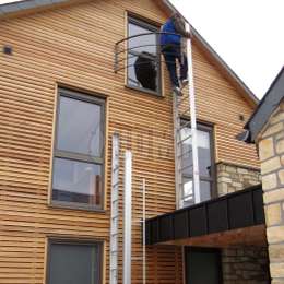 2 retractable fire escape ladders to escape from a window onto the roof and then ground level