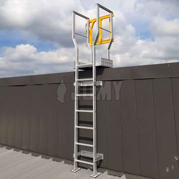 Permanent fixed ladders without cage for access and evacuation at heights. Wide application versatility: access to roofs, wells, walkways, machines etc. and for all safety purposes.