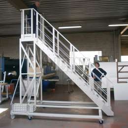 Industrial stairs on wheels.