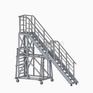 Height adjustable industrial work platform in its highest postion of 3200 mm (10'6