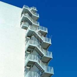 Outdoor fire escape staircase used for high-rise buldings