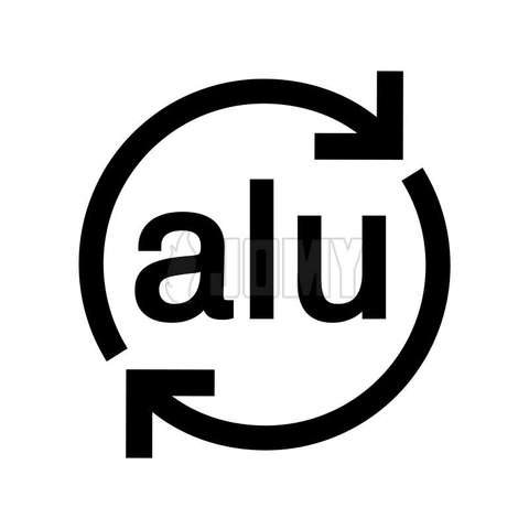 Standardisiertes Logo für das Aluminiumrecycling.